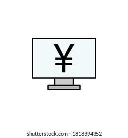 monitor, yuan icon. Element of finance illustration. Signs and symbols icon can be used for web, logo, mobile app, UI, UX