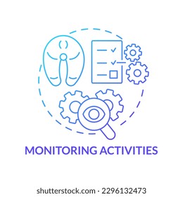 Monitoring activities blue gradient concept icon. Product contamination control. HACCP principle abstract idea thin line illustration. Isolated outline drawing. Myriad Pro-Bold font used