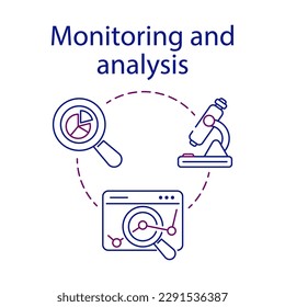 Monitoring and analysis content simple set. CMS concept icon. One of stages of content management system process. Inspection or testing. Isolated symbol for web and mobile phone. Vector