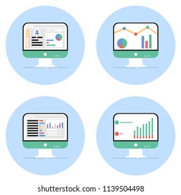 Monitoring of analytics icons on a white background