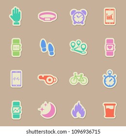 monitoring apps color vector icons on paper stickers