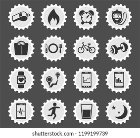 monitoring apps web icons stylized postage stamp for user interface design