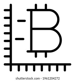 Monitoring bitcoin icon. Outline Monitoring bitcoin vector icon for web design isolated on white background