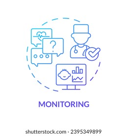 Monitoring blue gradient concept icon. Follow up. Health condition. Child disease. Medical consultant. Childcare center abstract idea thin line illustration. Isolated outline drawing