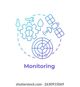 Monitoring blue gradient concept icon. Real time assessment of vessel position. Stage of passage planning. Round shape line illustration. Abstract idea. Graphic design. Easy to use in booklet