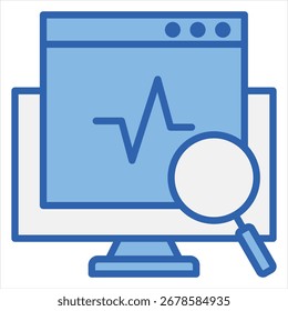 Monitoring Blue White Single Icon Illustration