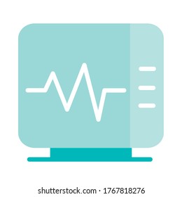 monitoring cardiology system health care equipment medical vector illustration flat style icon