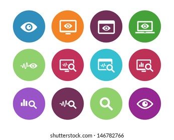 Monitoring circle icons on white background. Vector illustration.