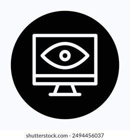 Monitoreo, Computadora Con Icono De Vector De Ojos. 