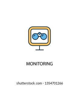 monitoring concept 2 colored line icon. Simple yellow and blue element illustration. monitoring concept outline symbol design