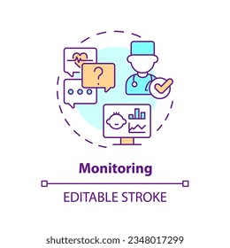 Monitoring concept icon. Follow up. Health condition. Child disease. Medical consultant. Childcare center abstract idea thin line illustration. Isolated outline drawing. Editable stroke