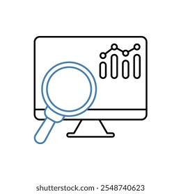 ícone da linha de conceito de monitoramento. Ilustração de elemento simples. design de símbolo de esboço de conceito de monitoramento.