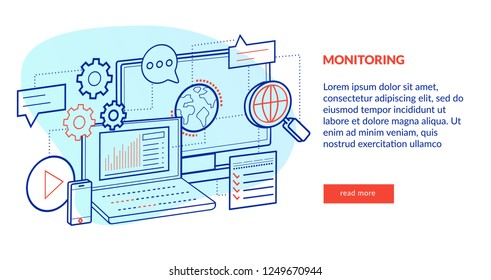 Monitoring Concept for web page, banner, presentation. Vector illustration