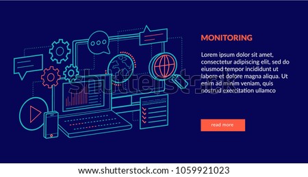 Monitoring Concept for web page, banner, presentation. Vector illustration