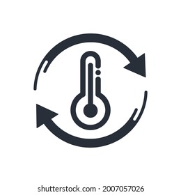 Monitoring and control system for temperature changes. Vector icon isolated on white background.