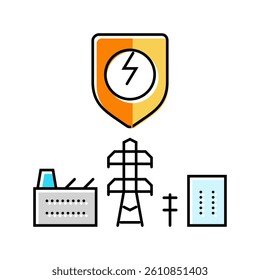 monitoring electric grid color icon vector. monitoring electric grid sign. isolated symbol illustration