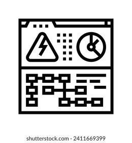 monitorizar el vector de icono de la línea de la rejilla eléctrica. monitorización de la señal de la red eléctrica. símbolo de contorno aislado ilustración negra