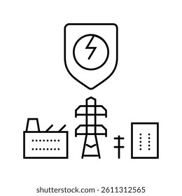 monitoring electric grid line icon vector. monitoring electric grid sign. isolated contour symbol black illustration