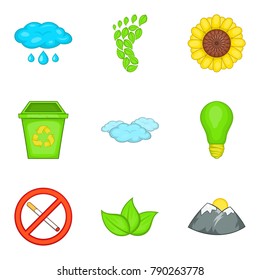 Monitoring of the environment icons set. Cartoon set of 9 monitoring of the environment vector icons for web isolated on white background