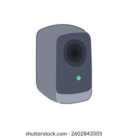 monitoring facial recognition camera cartoon. analysis database, access system, face scan monitoring facial recognition camera sign. isolated symbol vector illustration