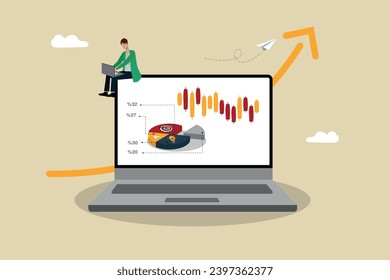 Supervisión de los mercados financieros, análisis técnico de la inversión, gráfico y gráfico financiero, concepto de mercado de valores o de cambio de divisas, gráficos de verificación de empresas
