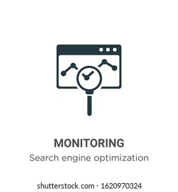 Monitoring glyph icon vector on white background. Flat vector monitoring icon symbol sign from modern search engine optimization collection for mobile concept and web apps design.