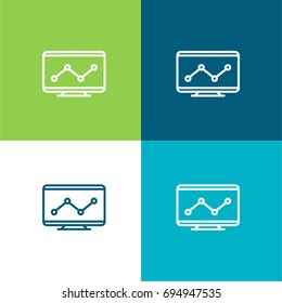 Monitoring green and blue material color minimal icon or logo design