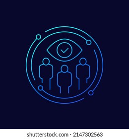 monitoring group icon, linear design
