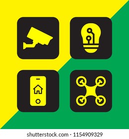 monitoring icon. 4 monitoring set with cctv, smart home and drone vector icons for web and mobile app