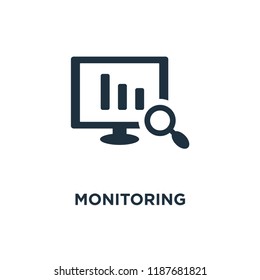 Monitoring icon. Black filled vector illustration. Monitoring symbol on white background. Can be used in web and mobile.