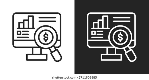 Icono De Monitoreo En Estilo De Línea En Blanco Y Negro