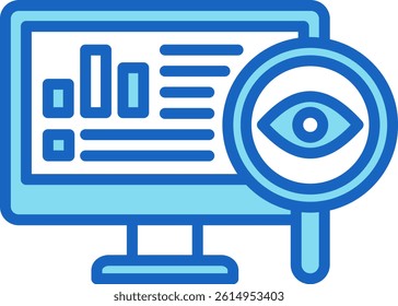 Monitoring Icon Blue Vector Illustration