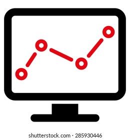 Monitoring icon from Business Bicolor Set. This flat vector symbol uses intensive red and black colors, rounded angles, and isolated on a white background.