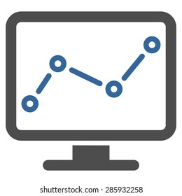Monitoring icon from Business Bicolor Set. This flat vector symbol uses cobalt and gray colors, rounded angles, and isolated on a white background.