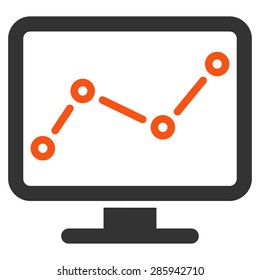 Monitoring icon from Business Bicolor Set. This flat vector symbol uses orange and gray colors, rounded angles, and isolated on a white background.