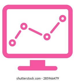 Monitoring icon from Business Bicolor Set. This flat vector symbol uses pink color, rounded angles, and isolated on a white background.
