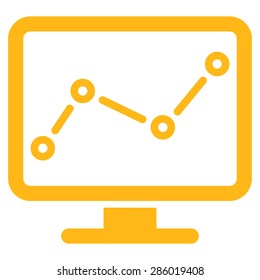 Monitoring icon from Business Bicolor Set. This flat vector symbol uses yellow color, rounded angles, and isolated on a white background.