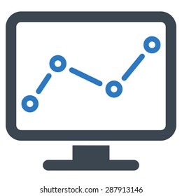 Monitoring icon from Business Bicolor Set. This flat vector symbol uses smooth blue colors, rounded angles, and isolated on a white background.