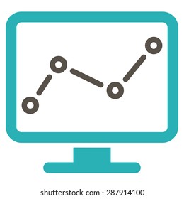 Monitoring icon from Business Bicolor Set. This flat vector symbol uses grey and cyan colors, rounded angles, and isolated on a white background.