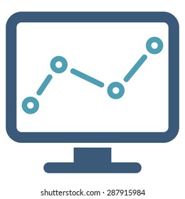 Monitoring icon from Business Bicolor Set. This flat vector symbol uses cyan and blue colors, rounded angles, and isolated on a white background.
