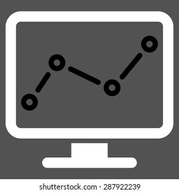 Monitoring icon from Business Bicolor Set. This flat vector symbol uses black and white colors, rounded angles, and isolated on a gray background.