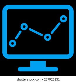 Monitoring icon from Business Bicolor Set. This flat vector symbol uses blue color, rounded angles, and isolated on a black background.