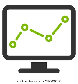 Monitoring icon from Business Bicolor Set. This flat vector symbol uses eco green and gray colors, rounded angles, and isolated on a white background.
