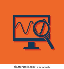 Monitoring icon. Desktop computer display vector illustration