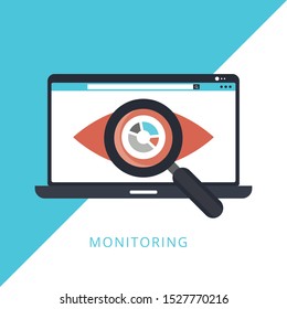Monitoring icon flat design concept. Concept of line icon