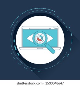 Monitoring icon flat design concept.  