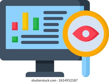 Monitoring Icon Flat Vector Illustration