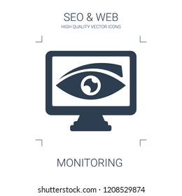 monitoring icon. high quality filled monitoring icon on white background. from seo web collection flat trendy vector monitoring symbol. use for web and mobile