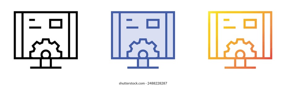 monitoring icon. Linear, Blue Fill and Gradient Style Design Isolated On White Background