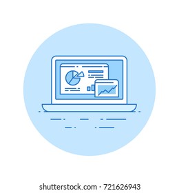 Monitoring icon in lineart style